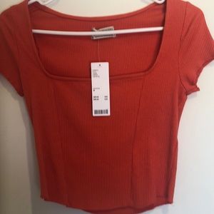 Bright Orange Urban Outfitters Square Neck Crop Top